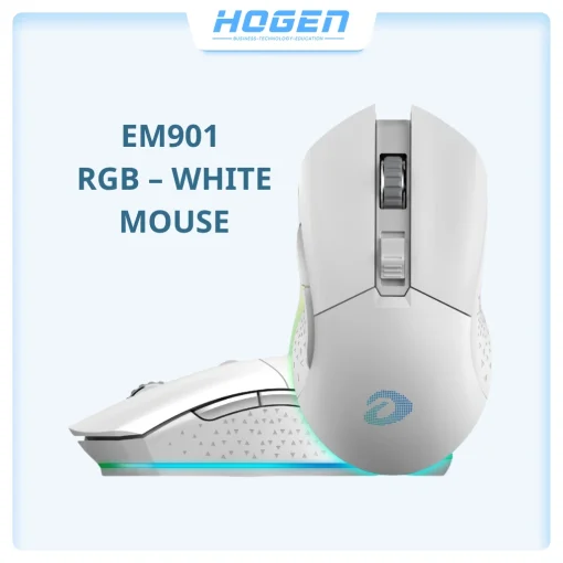 Chuột Gaming DAREU EM901 RGB – White (Wireless 2.4G + Wired)